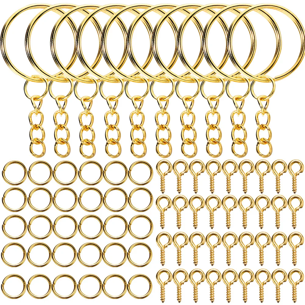 110Pcs 키 체인 오픈 점프 반지 눈 핀 쥬얼리 DIY 에폭시 수지 열쇠 고리 열쇠 고리 펜던트에 대한 액세서리 키트 만들기