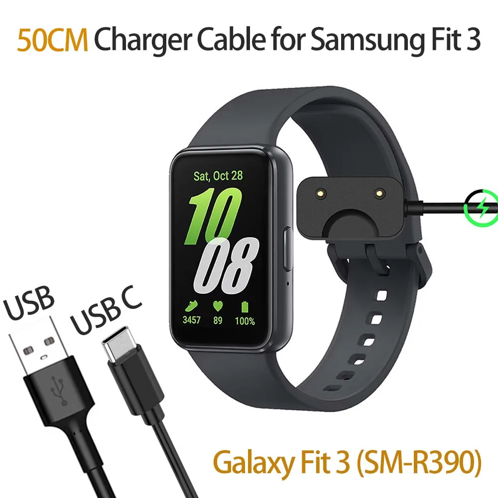 삼성 Galaxy Fit 3 충전기 시계 어댑터 용 50CM USB / USB C 충전 케이블 코드 마그네틱 Samsung Galaxy Fit 3 용