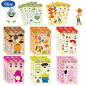 8/16/32Pcs 귀여운 디즈니 토이 스토리 스티커 얼굴 퍼즐 스티커 만들기 DIY 게임 어린이 교육 장난감 만화 데칼 조립