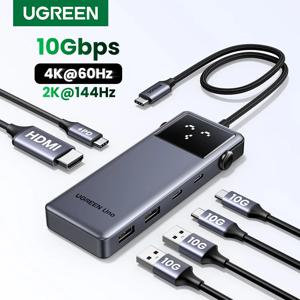 UGREEN Uno USB C 허브, 노트북용 분배기 어댑터, 맥북 프로 에어, USB 확장기, 도킹 스테이션, 6 인 1, 4K60Hz, PD100W, 10Gbps, USB3.2