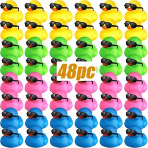 6/12/24P/48CS 미니 고무 오리 오리 장난감 믹스 컬러 끽끽 소리와 플로트 오리 장난감 어린이 파티 생일 용품 고무 오리