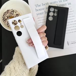 삼성 갤럭시 S25 S24 S23 울트라 플러스 매트 클리어 충격 방지 커버에 대한 휴대용 실리콘 탄성 손목 스트랩 하드 PC 전화 케이스