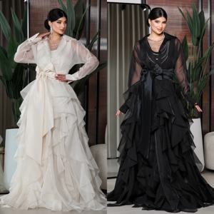 맞춤형 오간자 플리츠 구김 드레이프 새시 활 A라인 V넥 롱 드레스, 맞춤형 패션, 맞춤형 행사 드레스