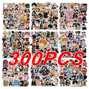 300Pcs 어린이를위한 믹스 애니메이션 스티커 Onepiece JujutsuKaisen DragonBall 스티커 DIY 자동차 벽 멋진 만화 데칼 방수 장난감