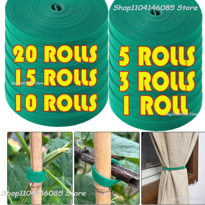 자체 접착식 식물 나일론 케이블 타이 녹색 조절 가능 식물 후크 루프 지지대 정원 끈 붕대 재사용 가능 고정 테이프 스트립
