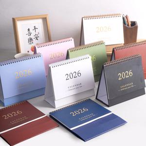 1 pc 2026 커버 데스크탑 책상 달력, 휴대용 접이식 - 테이블 달력, 쓰기 가능한 메모, 학교 및 사무실 데스크탑 장식