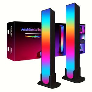 1쌍 RGB 리듬 라이트,180 °   스마트 라이트 바, 게임용 LED 조명, 1600만 DIY 색상 조정, 원격 제어, USB 픽업 라이트