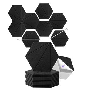 【A38M】12팩 음향 폼 패널 12X10x6x0.4인치, 자체 접착식 방음 폼 벽 패널, 음향 처리용
