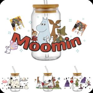 카툰 하마 UV DTF 컵 랩 16oz 방수 UVDTF 전사 스티커 데칼 유리컵 머그컵 DIY 문민 기프트 스티커