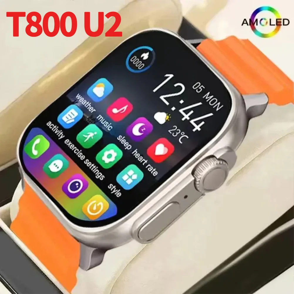 2025 T800 2 스마트 워치 남성용 49mm 시리즈 8 2.3인치 AMOLED 스크린 NFC 나침반 방수 애플 워치 IWO 울트라 8 스마트워치