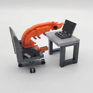 인기 있는 인터넷 밈 새우 조립 장난감, 블록 장난감, 관절이 움직이는 재미있는 창의적인 선물, 사무실, 회사 장식