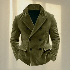 코듀로이 남성 정장 재킷 스탠드 칼라 더블 브레스티드 남성 비즈니스 캐주얼 아우터웨어 구김 방지 빈티지 웨딩 정장