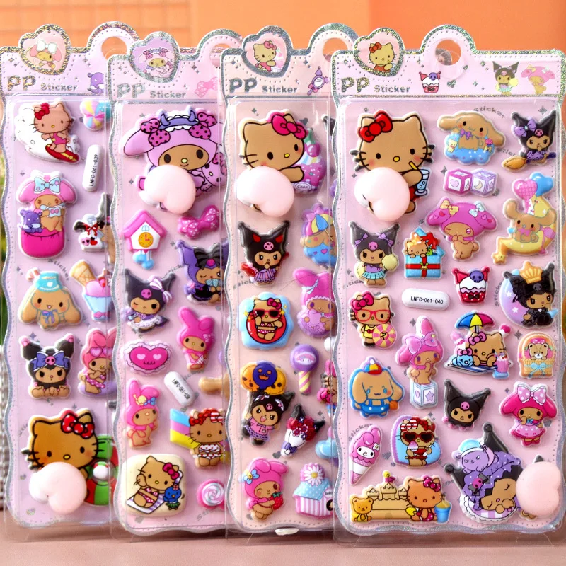 귀여운 산리오 해피 버톡스 스티커 만화 부드러운 핀치 어린이 스트레스 해소 3D 버블 스티커 폰 케이스 장식