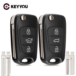 KEYYOU 플립 접이식 원격 키 케이스, 현대 I20 I30 IX35 I35 용, 악센트 기아 피칸토 스포티지 K5, 3 버튼, 신제품