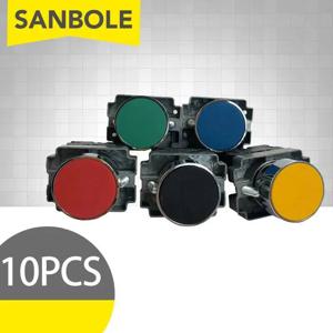 10pcs 재설정 22mm 푸시 버튼 스위치 XB2-BA31 BA42 BA51 플랫 노브 순간 1NO 1NC 터치 시작 중지 ON-OFF