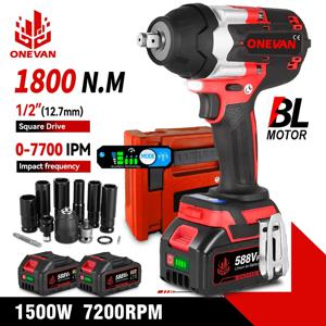 ONEVAN 1800N.M 브러시리스 전기 임팩트 렌치 1/2 인치 리튬 이온 배터리 Makita 18V 배터리 핀 용 무선 전동 공구