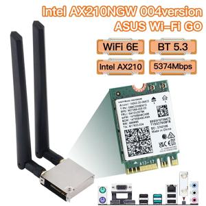 Intel AX210 ASUS WiFi Go 네트워크 어댑터 WiFi 6E 무선 Bluetooth 5.3 Asus B550 X570 고이득 안테나 용 5374Mbps WiFi 카드