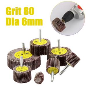 직경 80 #   6mm 액세서리 로타리 도구 그라인딩 버핑 샌드페이퍼 로터리 미니 드릴 용 맨드릴이있는 플랩 휠 헤드