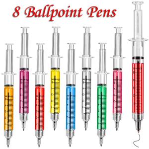 8Pcs 참신 주사기 볼펜 귀여운 편지지 간호사 펜 볼펜 0.5mm Ballpen