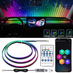 Vegetting 140cm 자동차 주변 조명 LED 인테리어 RGB 심포니 분위기 램프 USB APP 제어 원격 Tesla Model 3 Y S X