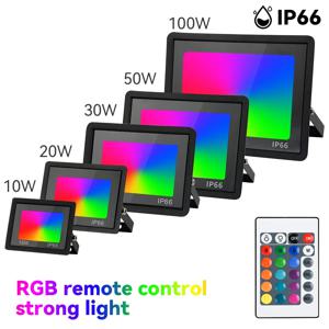 RGB LED 투광 조명 반사판 야외 조명 220V 30W 50W 100W IP66 방수 야외 RGB 스포트라이트 램프 조경 조명