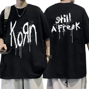 Korn 뮤직 콘서트 록 밴드 월드 투어 퓨어 코튼 티셔츠 맞춤형 스트리트 다목적 2024 여름 패션 티셔츠