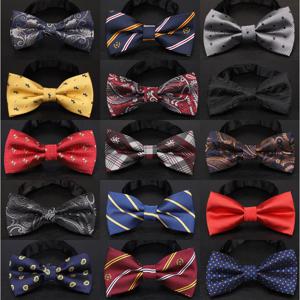 남자를위한 조정 가능한 Pre-tied Bow Tie 보라색 검정색 노란색 점 Stried Double Fold Bow Ties 방수 웨딩 비즈니스 Bowtie