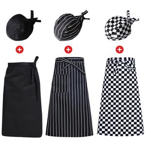 해적 요리사 모자 케이터링 작업복 세트 요리사의 모자 앞치마 레스토랑 주방 요리사 Pinafore 가정용 주방 요리 앞치마 모자 세트