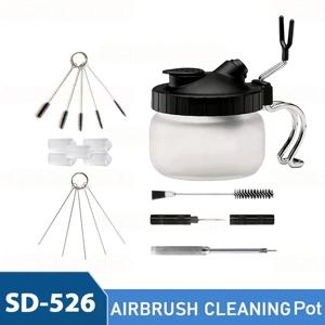 에어브러시 청소 키트 홀더와 청소용 브러시/바늘이 포함된 깨끗한 냄비 용기 이중 끝 브러시 에어브러시 보호 커버