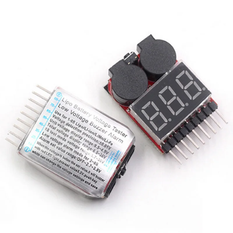 리포 배터리 전압 테스터 전압계 모니터 부저 알람 1-8s 3.7V-22.2V RC 리포 배터리 모델용