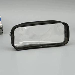 단색 투명 방수 필통 – 소녀와 사무실 사용을 위한 대용량 메이크업 및 학용품 정리함