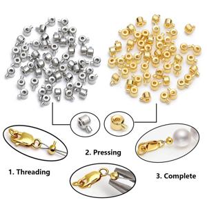 10Pcs 스테인레스 스틸 스토퍼 스페이서 위치 지정 크림프 엔드 Septum 클립 걸쇠 쥬얼리 만들기 DIY 목걸이 팔찌 커넥터
