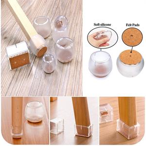 펠트 패드 투명 가구 발 보호 커버, 고무 미끄럼 방지 테이블 의자 다리 패드, 나무 바닥 보호대, 8 개