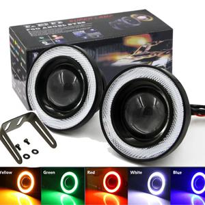2.5 인치 천사 눈 헤일로 링 12v 자동 수정 된 자동차 LED 안개등 헤드 라이트 전구 프로젝터 lada 오프로드 용 COB 자동 DRL 주도