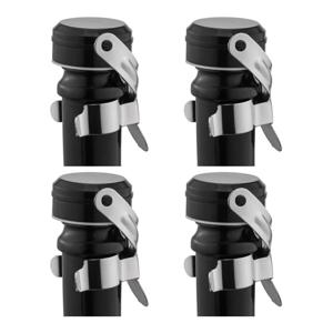 샴페인 및 와인 병 마개, 스테인리스 스틸, 누출 방지, 재사용 가능 보호기, 코르크 적합, 4 팩 실버