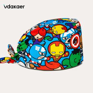 치과 수술 모자 간호 애완 동물 가게 스크럽 캡 여성과 남성을위한 코튼 타이 백 스크럽 모자 약국 간호 먼지 캡