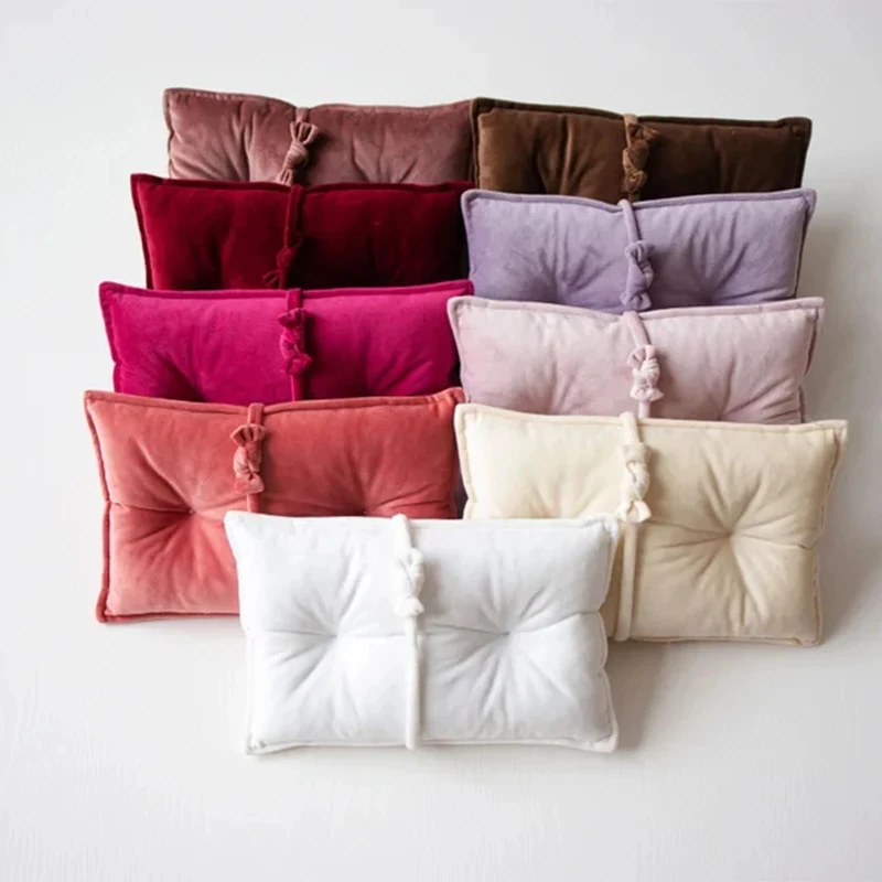 신생아 사진 소품 벨벳 Bowknot 베개 세트 아기 포즈 매트 사진 스튜디오 촬영 액세서리