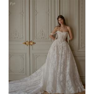 교토 사용자 정의 아이보리 레이스 아플리케 오프 숄더 웨딩 드레스 A 라인 롱 트레인 vestidos de novia Zip Back Formal Evening 2025