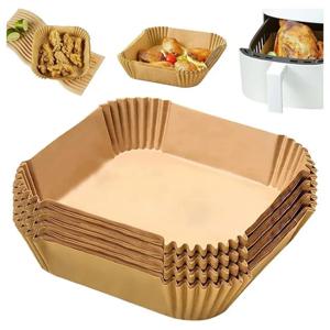 100pcs 비 스틱 일회용 에어 프라이어 종이 라이너 베이킹 구이 전자 레인지 에어 프라이어 사용을위한 오일 방지 및 방수 양피지