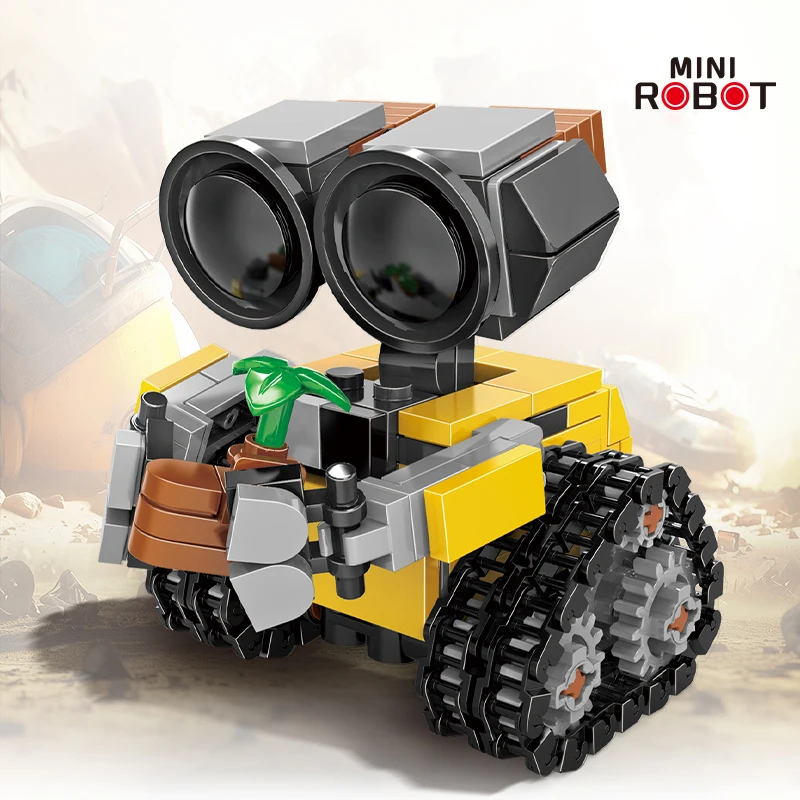 클래식 영화 200 + pcs 미니 로봇 Wall-e MOC 빌딩 블록 모델 DIY 벽돌 키트 어린이를위한 크리 에이 티브 장난감 어린이 성인 선물