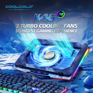 COOLCOLD 공기 압축 RGB 노트북 냉각 패드 - 매우 조용한 USB 쿨러, 빠른 열 방출 및 조절 가능한 스탠드