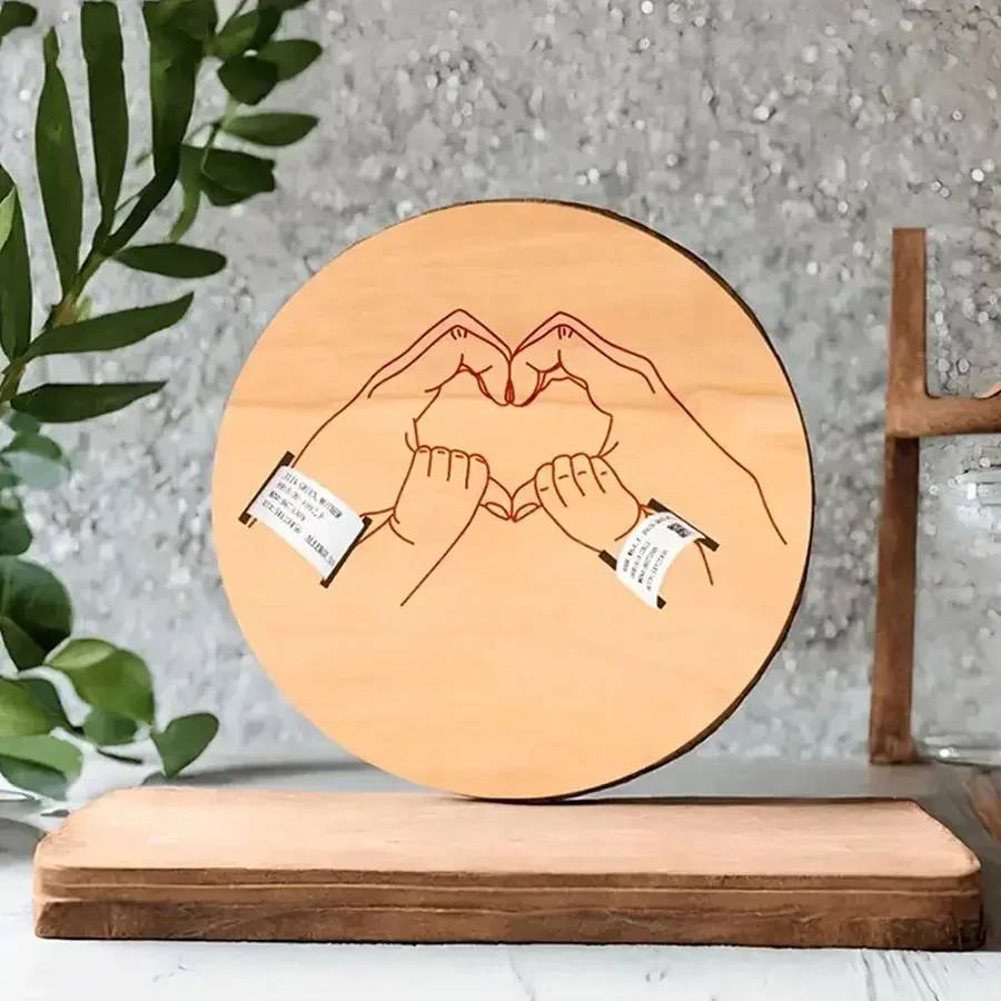 아기 출생 손목 밴드 나무 기념 팔찌 디스플레이 팔찌 장식 디스플레이 보드 기념 카드 아기 마일스톤