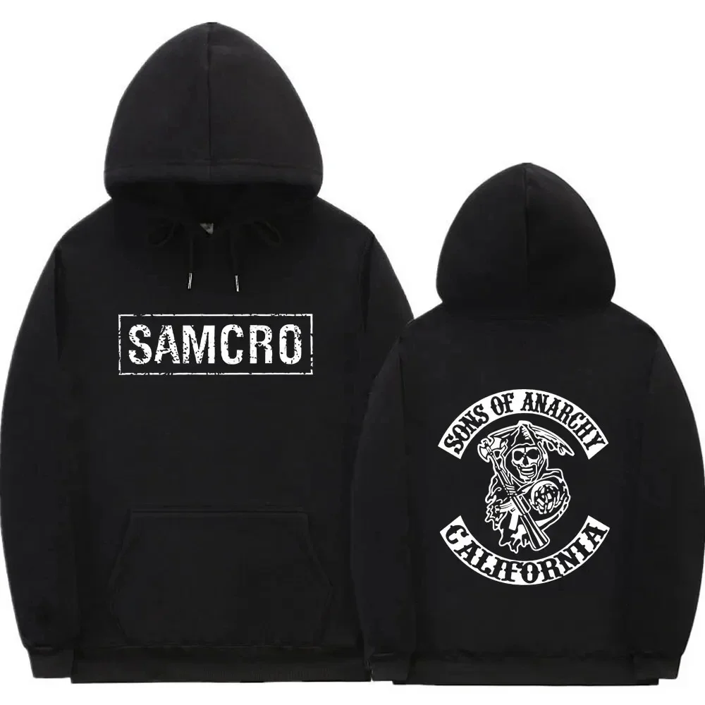 양면 인쇄 후드 티셔츠 탑 Sons of Anarchy SAMCRO Men Womnen 패션 브랜드 디자인 풀오버 코튼 플리스 후드