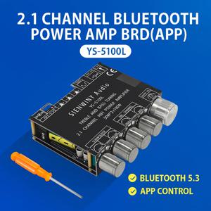 YS-S100L 2.1 채널 Bluetooth 5.0 앰프 보드(APP 제어 포함) 50Wx2+100W 서브우퍼용 HiFi 오디오 전력 증폭기 모듈