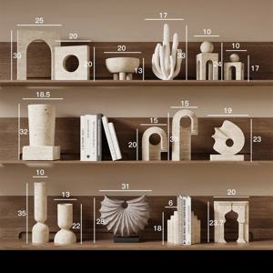 현대적인 대리석 조각 꽃병 - 수공예 홈 데스크 장식, 거실용 고급 사무실 선반 장식, 독특한 석재 예술 선물