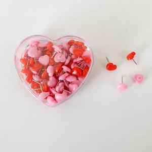 50개 모듬 하트 모양 플라스틱 압정, 코르크보드, 사무실, 학교 문구 용품, 사랑스러운 박스 포장