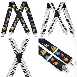 드레스 팬츠와 정장용 악기 패턴이 있는 조절 가능한 탄성 서스펜더