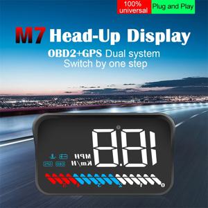 M7 자동 HUD obd2 GPS 자동차 헤드 업 디스플레이 속도계 과속 속도 알림 수온 전압 오류 피로 운전