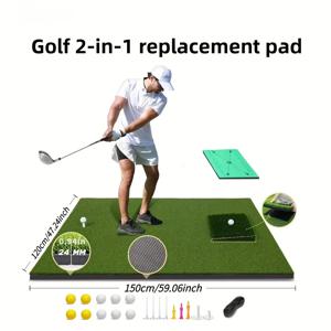 다기능 골프 타격 매트 업그레이드 - 교체 가능한 잔디가 있는 5x4ft 두꺼운 매트, 실내용 내구성 있는 미끄럼 방지 베이스