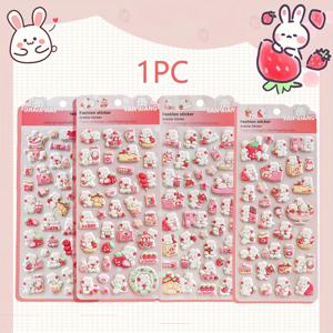 사랑스러운 토끼 & 하트 미니 푹신한 스티커 - 발렌타인, 생일 선물 및 파티 호의를 위한 3D EVA 동물 데칼